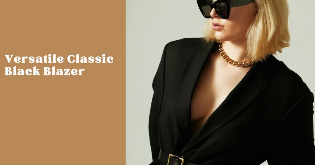 Versatile classic black blazer for size inclusive wardrobe
